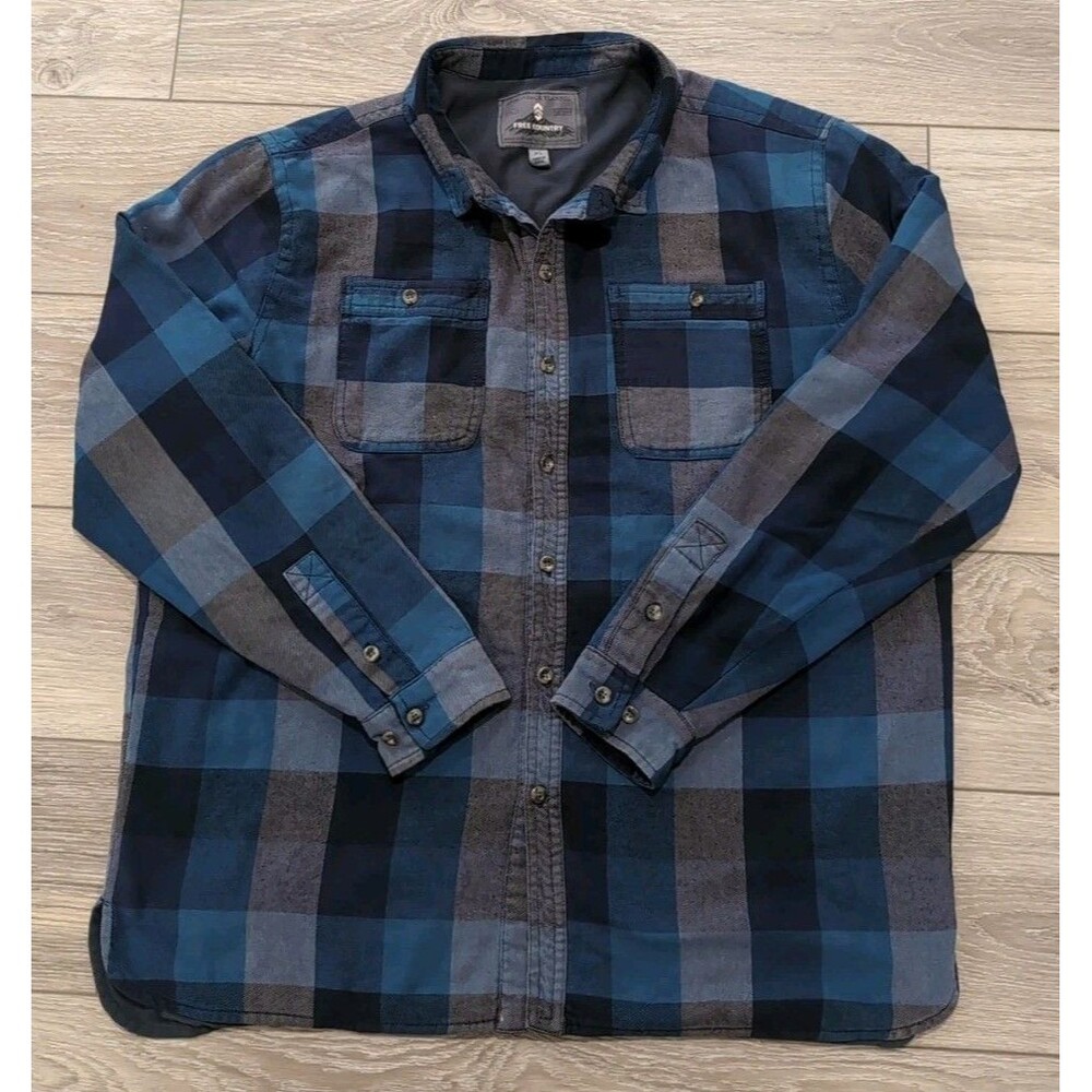 FREE COUNTRY PLAID  ADIRONDACK FLANNEL LINED MENS XL SPRING MORNINGS/NIGHTS EUC